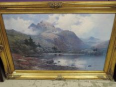 (20th century), a print, De Brinski, after, a re-print,loch scene, 60 x 90, ornate frame, 80 x