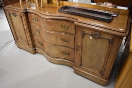 Victorian bleached mahogany sideboard having double cupboard with three drawer
