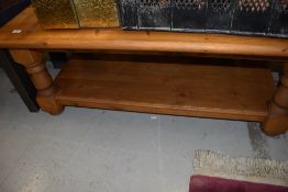 A natural pine coffee table