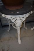 A traditional cast 'Britannia' pub table having wooden top
