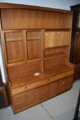Mid century display book case sideboard Nathan having under drawer and lockable cabinet
