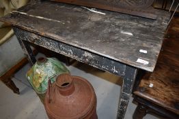 A 19th Century rustic side table with double frieze drawer, width approx. 84cm