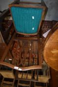 Two late Victorian salon style bedroom chairs one having mahogany frame with teal seat and another