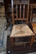 A Victorian rush seated bedroom chair