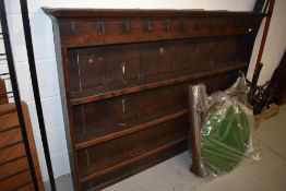 A 17th/18th century oak plate/delft rack width approx. 169cm