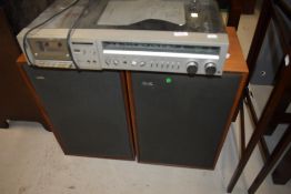 A vintage Panasonic music system and pair of Goodmans speaker