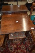 Three antique side or hall tables including poker work topped and mahogany framed