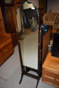 Art Deco cheval or dress mirror oak framed with cut glass mirror
