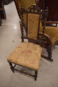 A Victorian mahogany salon chair having twist frame