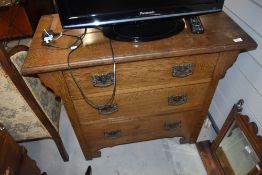A Victorian oak ex dressing table chest of three drawers
