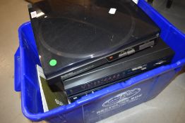 Stackable hi fi unit with Technics vinyl record player