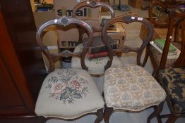 Three Victorian mahogany salon chairs, two having tapestry seats