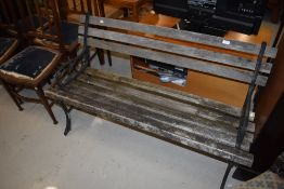 Traditional garden bench oak rails with cast supports