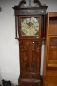 A 19th Century mahogany long case clock having 8 day movement and painted dial, named Ormskir,