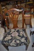 Victorian dining chairs one mahogany famed with fluted legs and harvest theme carved back with