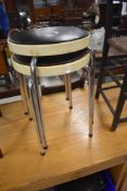 Mid century matching stools plastic frame chrome legs with vinyl seat
