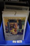 A selection of shop stock framed advertising prints and book leafs