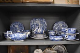 20th century Copeland Spode Italian pattern part tea service, Teapot having damage to handle