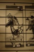Two modern Japanese style metal fret work plaques