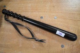 20th century police constable truncheon or baton bearing stamp L.C.C