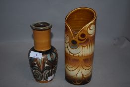 Poole and Langley mid century vase both hand decorated with floral patterns