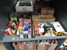 A shelf of 1980's and later diecasts including Corgi, Lledo Days Gone and similar, boxed and loose