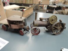 Two hand built part made Live Steam Engine and Steam Wagon
