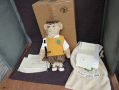 A limited edition modern Steiff Teddy Bear, Golfer Teddy Bear having white tag 01298/3000, 670671