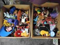 Two boxes of 1990/2000 Mcdonalds Toys and accessories