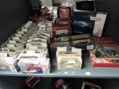 A shelf of modern Lledo & Matchbox Days Gone and similar diecasts including sets, all boxed (34)
