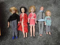 Five 1960's Cindy Dolls along with clothing and accessories all in a hand made wooden Dolls
