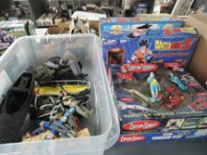 A collection of modern Action Men, Captain Scarlet and Dragon Ball Z figures and accessories