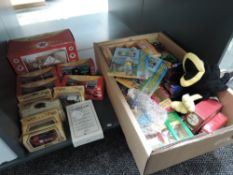 A shelf of mixed diecasts and Toys including Days Gone, Texaco, Tetley, Noody etc, most boxed