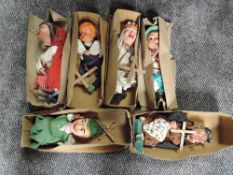 Six Barnsbury Puppets, Red Riding Hood, Robin Hood, Fairy Queen, Old Mother Hubbard, Witch and