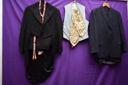A mixed lot of gents suits and evening wear predominantly 1930s to 50s, labels such as Burton.