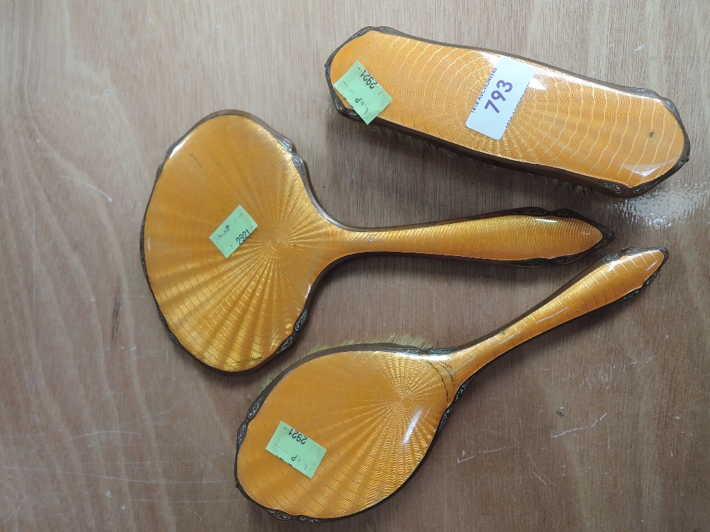 A orange guilloche backed dressing table set. - Image 2 of 2