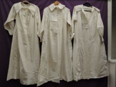 Three Victorian nightdresses, some having crotchet,embroidery and pintucks.