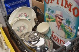 A selection of ceramics glass and decorations including Poole plates