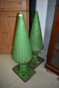 A pair of Victorian cast iron large gate post finials or ornaments each measures approx 86cm tall