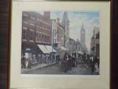 Tom Dodson, (1910-1991), a print, Fishergate Preston, signed bottom right, 43 x 52cm, mounted framed