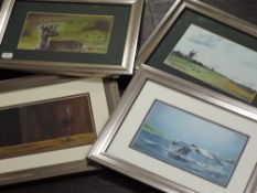 Peter K Graham, (contemporary), four oil paintings, East Anglia Skyline, and Visit from the Deep,