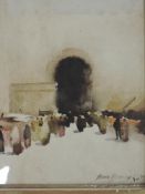 Hans Hansen (1853-1947), a watercolour, market Place Seville, signed bottom right, and attributed