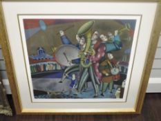 (20th century), a Ltd Ed print, Musicians, indistinctly signed, and num 66/385, 62 x 65cm, mounted