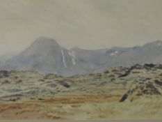 Tom Dearden, (1942-2020), mountain landscape, signed bottom left and dated 1982, 25 x 43cm,
