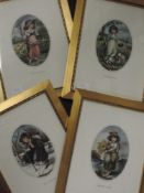 Hope, (20th century), after, a set of four re-prints oval studies, allegorical four seasons, each 17