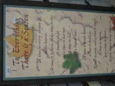 (Contemporary), a print, To Everything there is a Season, script, 90 x 20cm, framed and glazed, 96 x