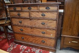 A substantial set of Victorian drawers having cup handles, three drawers over two, over three, sat