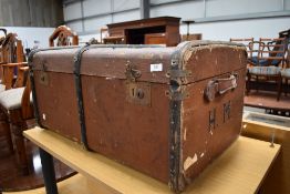 A vintage steamer trunk.