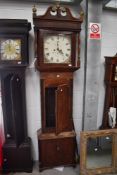 A 19TH Century mahogany longcase (af) with painted face