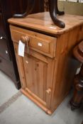 A modern pine large bedside or side cabinet, dimensions approx. W45 H85 D45cn